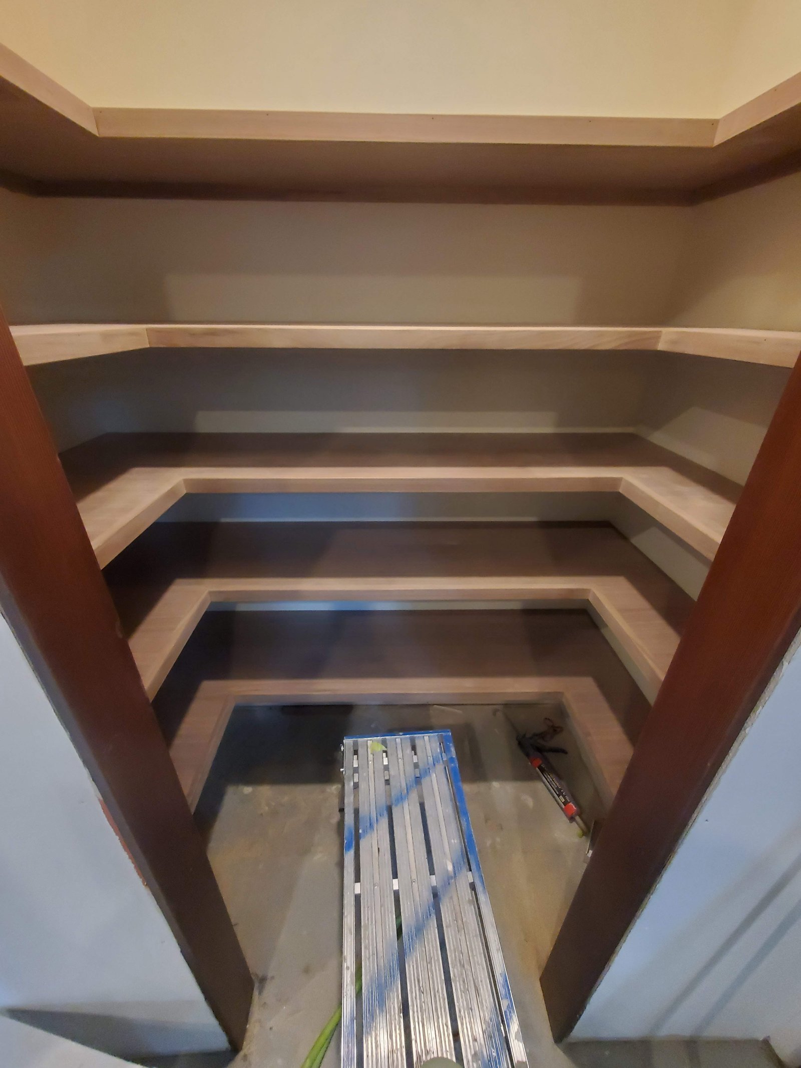 Custom built-in wood shelving and pantry storage Ontario